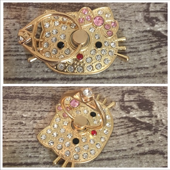 🎀NEW HELLO KITTY Cell Phone Ring Grip Gold NWT - Picture 5 of 8